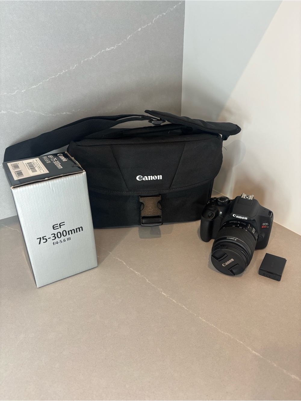 Canon EOS Rebel T6 DSLR Camera Bundle w/ EF-S 18-55mm, 75-300mm Lenses and Bag